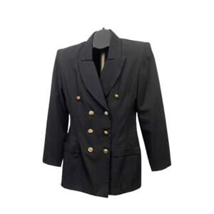 Rampage Black Double Breasted Military Blazer Gold Buttons Tailored Jacket SM -